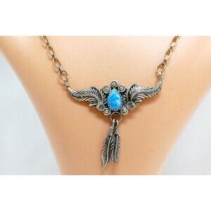 Richard Begay Navajo Necklace Sterling Silver Blue Stone